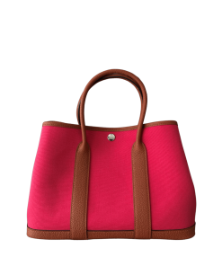 Hermes Garden Party 30 Rose Extreme, Rouge Venitien, Cuivre/Toile, Negonda